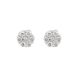 14K White Gold Mini Diamond Cluster Studs