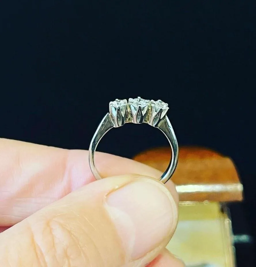 1950s Handmade Three Stone Diamond Ring