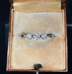 1950s Handmade Three Stone Diamond Ring