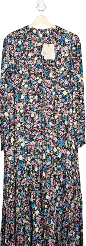 And/Or Black Floral Abigail Floral maxi Dress UK 14