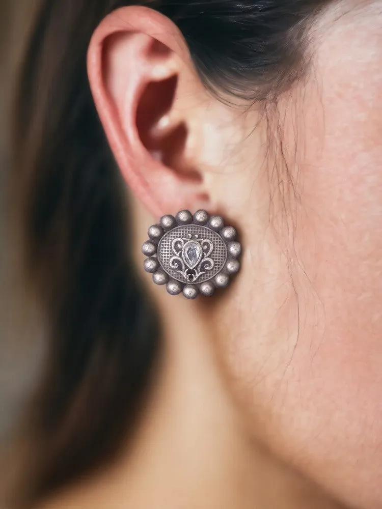 Antique Ena Oxidised Studs