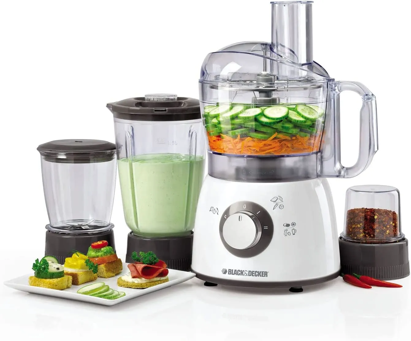 Black and Decker FX400BMG 400W Food Processor with Blender, Mincer & Grinder 220V (Not for USA - European Cord)