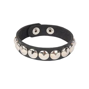 Black Leather Bracelet w/ Round Silver Studs