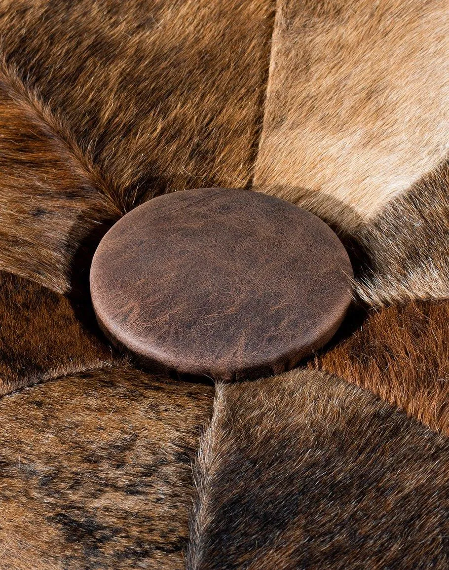 Brindle Cowhide & Leather Ottoman