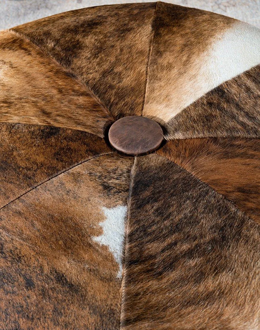 Brindle Cowhide & Leather Ottoman