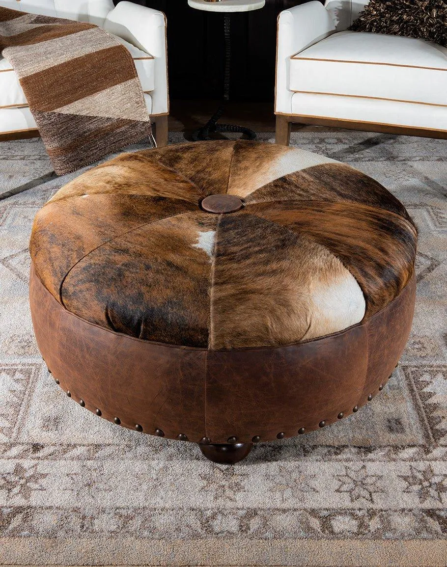 Brindle Cowhide & Leather Ottoman