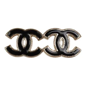 Chanel CC Stud Earrings Black Enamel and Gold Metal