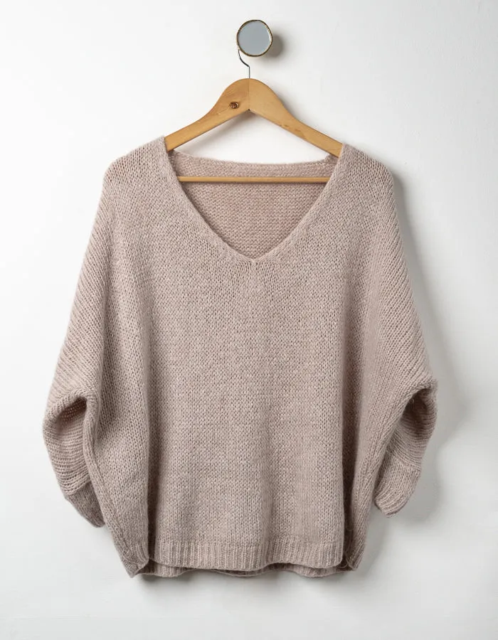 Chunky V Neck Mohair Jumper