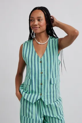 coco oversized waistcoat - mint stripe