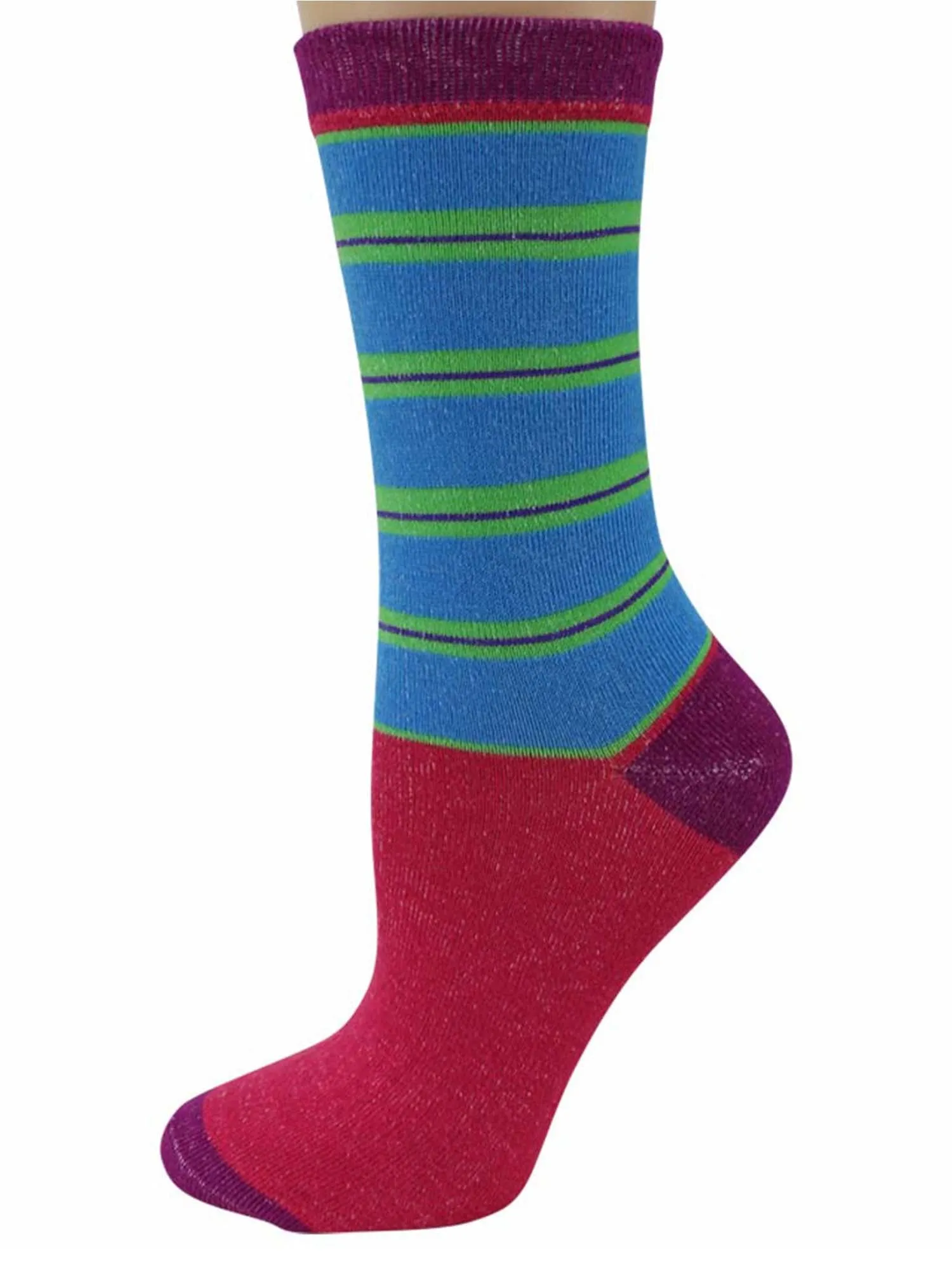 Colorful & Bright Stripe Womens 6 Pack Novelty Socks