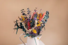 Colourful Dried Flowers Bridal Bouquet - Forest Green & Purple