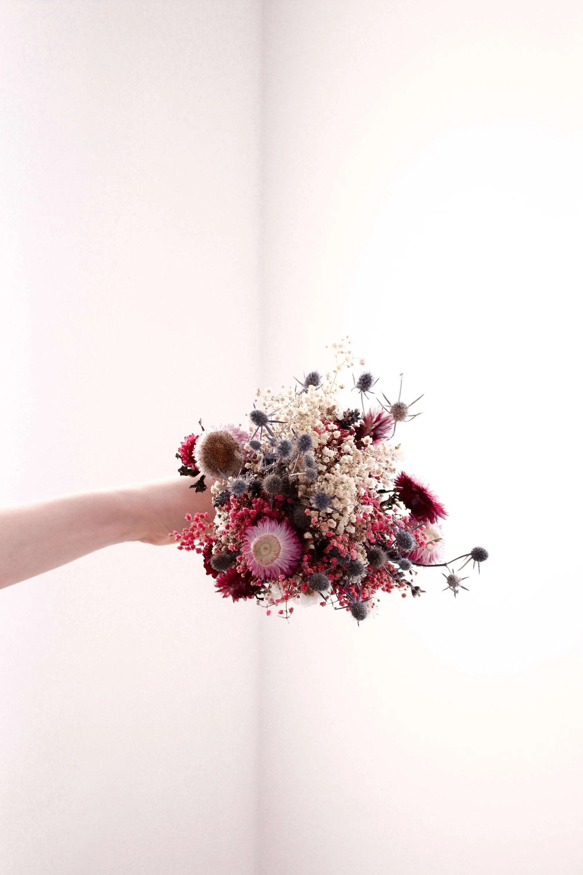 Colourful Dried Flowers Bridal Bouquet - Paradise Pink & Cream