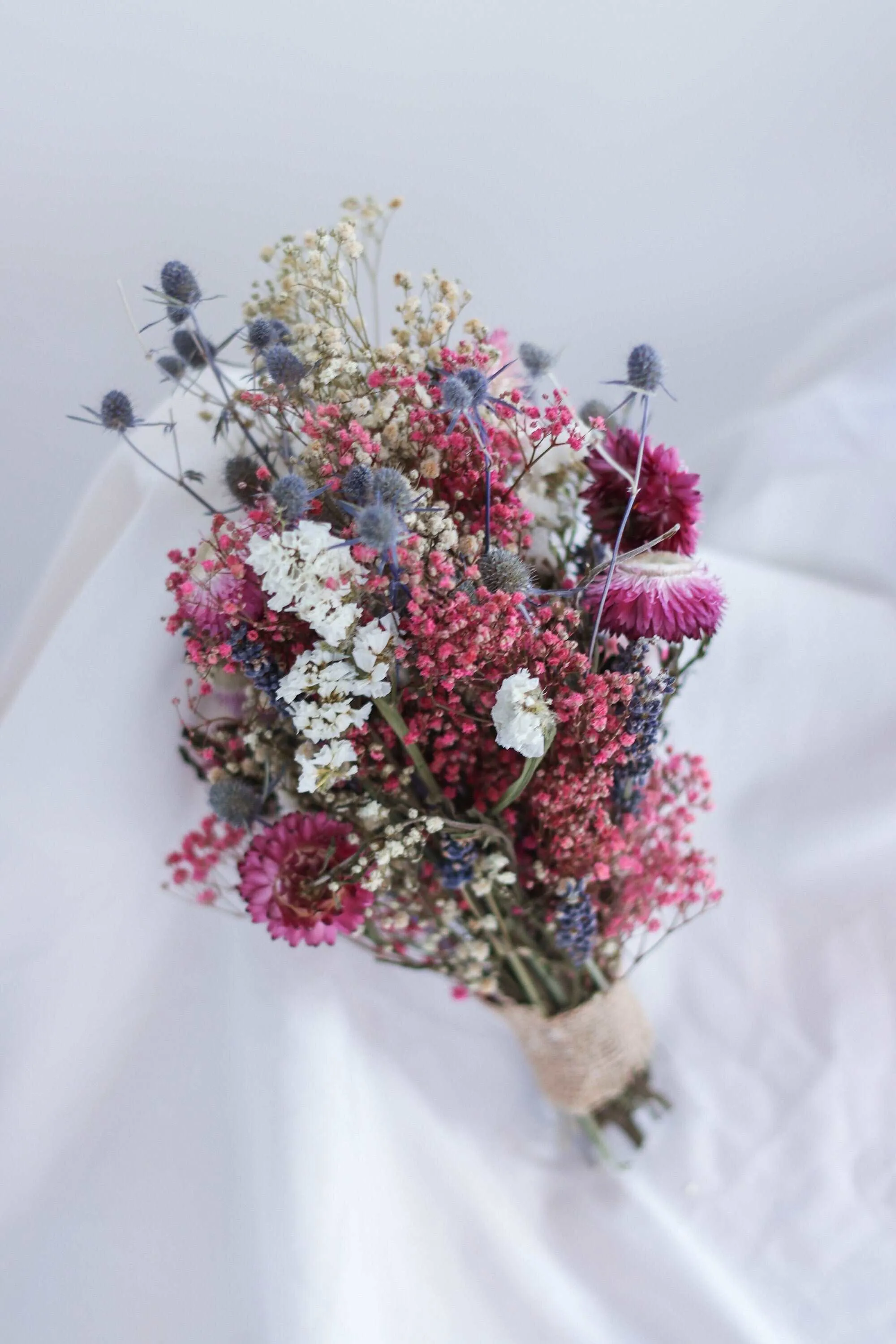 Colourful Dried Flowers Bridal Bouquet - Paradise Pink & Cream