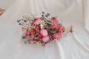 Colourful Dried Flowers Bridal Bouquet - Paradise Pink & Cream