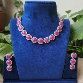 Dark Pink Zircon Neckset