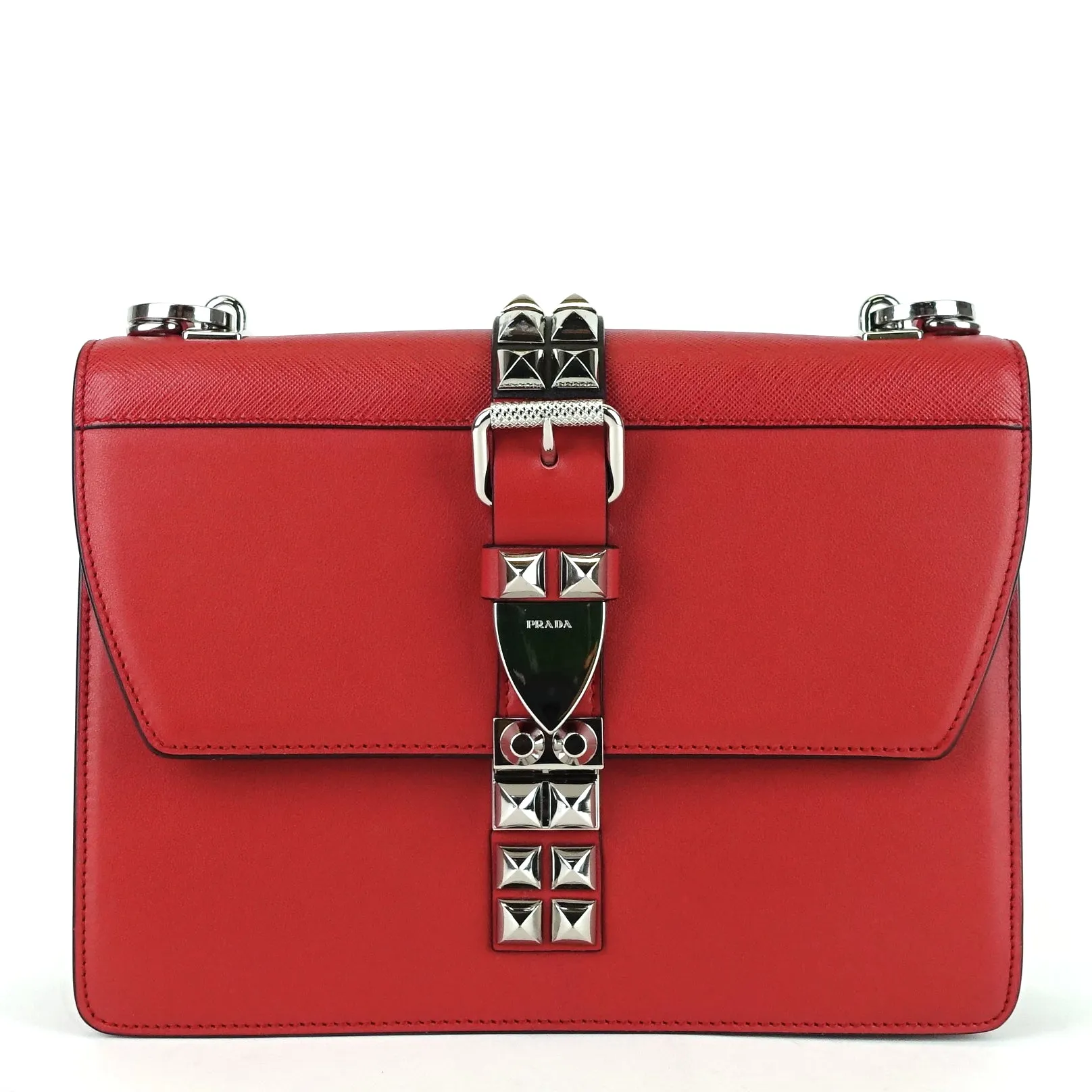 Elektra Studded Medium Calf Leather Shoulder Bag