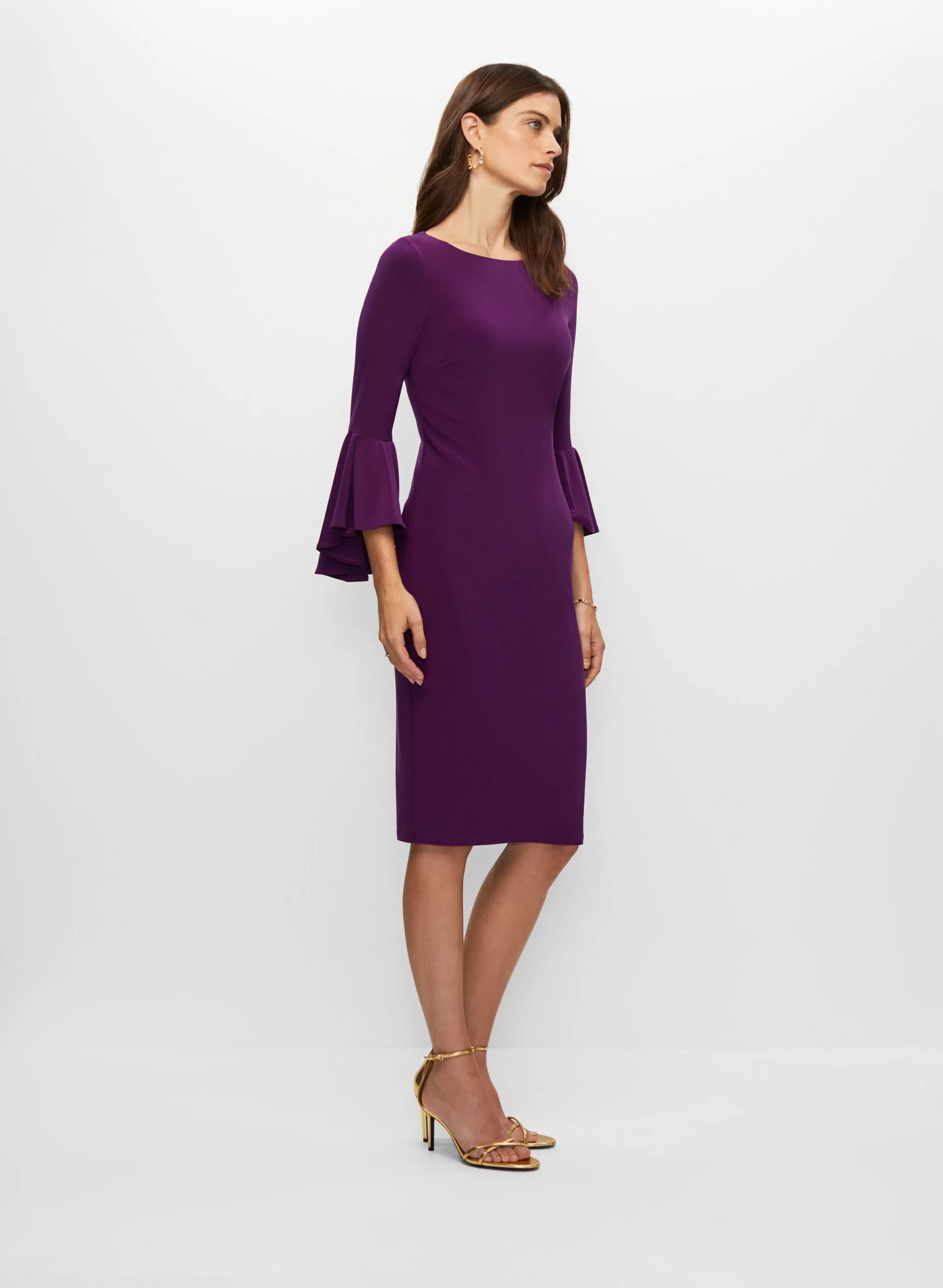 Flared Sleeve Sheath Dress