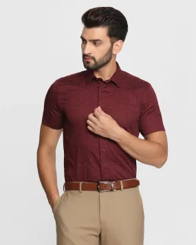 Formal Half Sleeve Wine Printed Shirt - Desigul