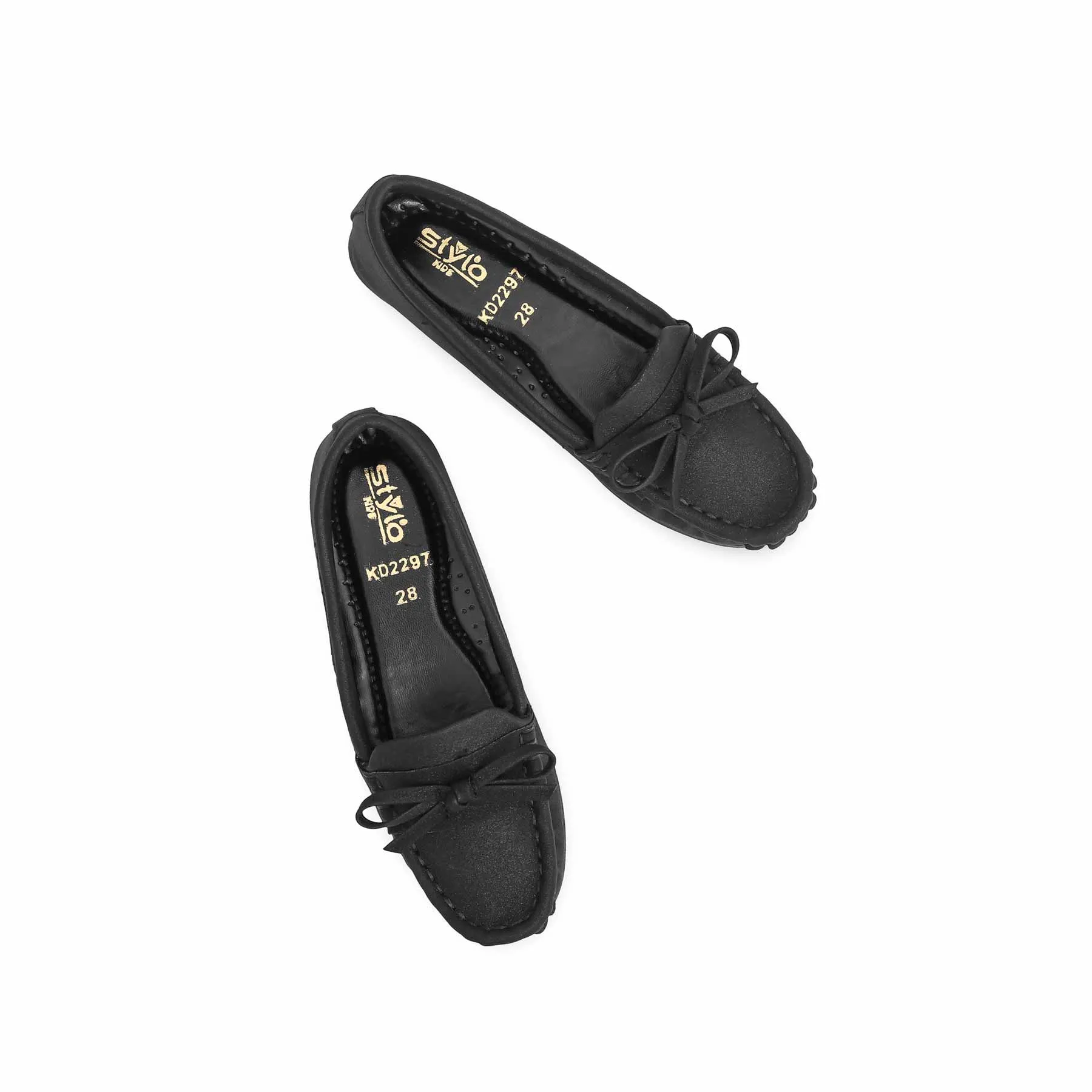 Girls Black Formal Moccasin KD2297