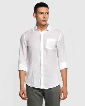 Linen Casual White Solid Shirt - Bowen