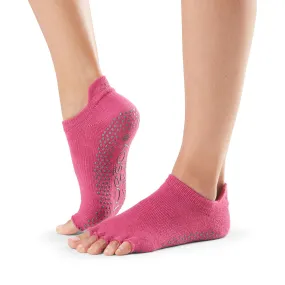 Low Rise Half Toe Grip Socks - Raspberry (Barre / Pilates)