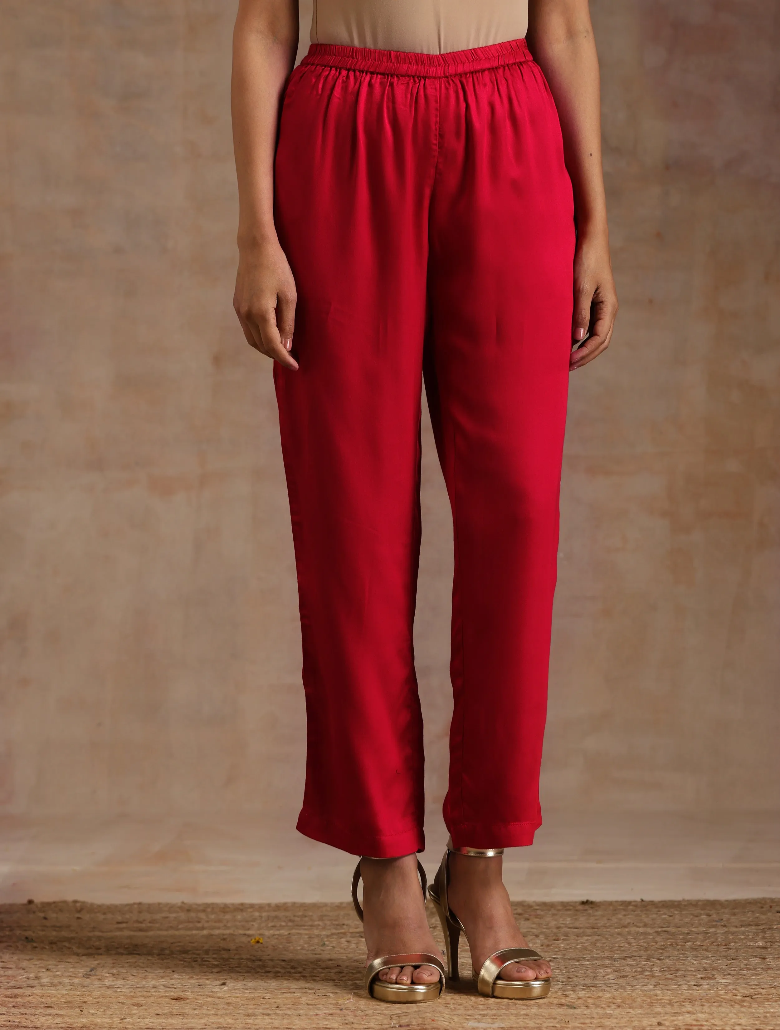 Red Modal Satin Oversized Round Co-Ord Set