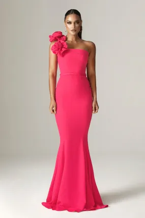 Rona 3D Flowers Corset Maxi Gown (Fuchsia)