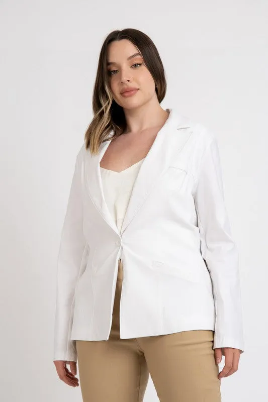 Royal Curves Off White Button Blazer