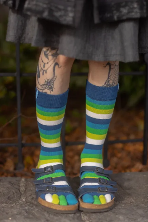 Stripy Crew Toe Socks