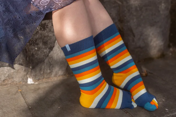 Stripy Crew Toe Socks