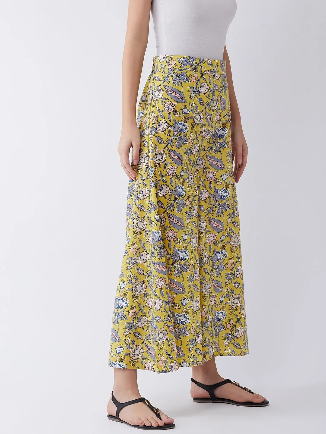 Summer Yellow Grey Buta Culottes