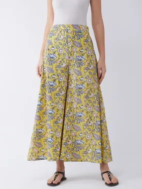 Summer Yellow Grey Buta Culottes