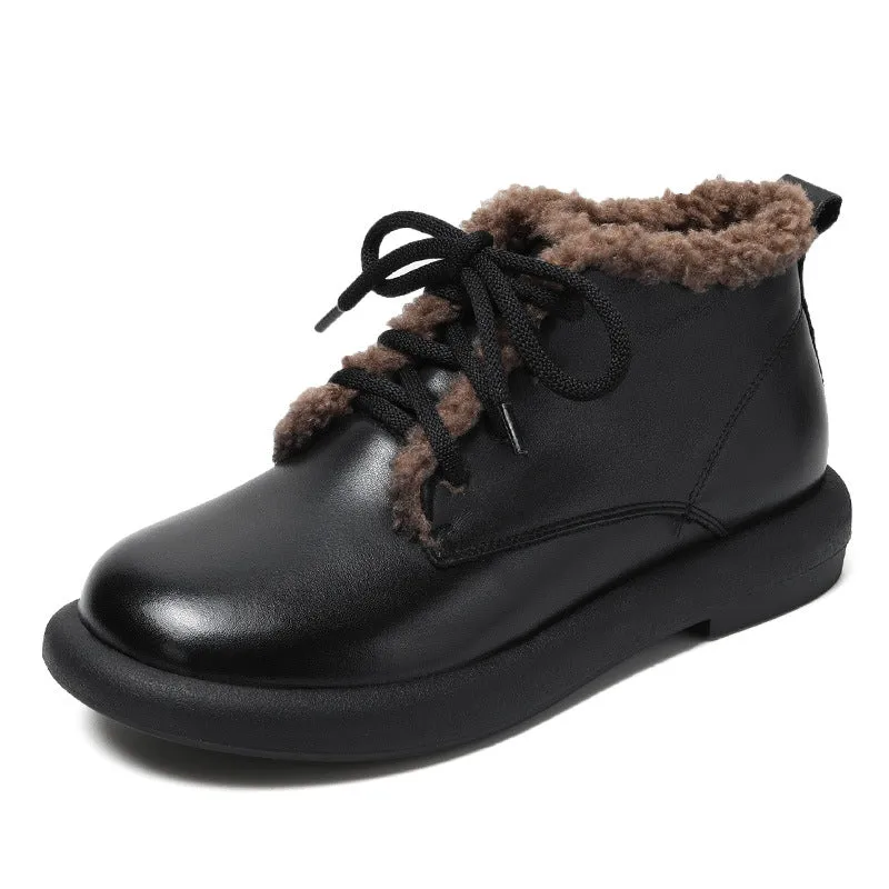 Women Retro Minimalist Furred Winter Casual Shoes