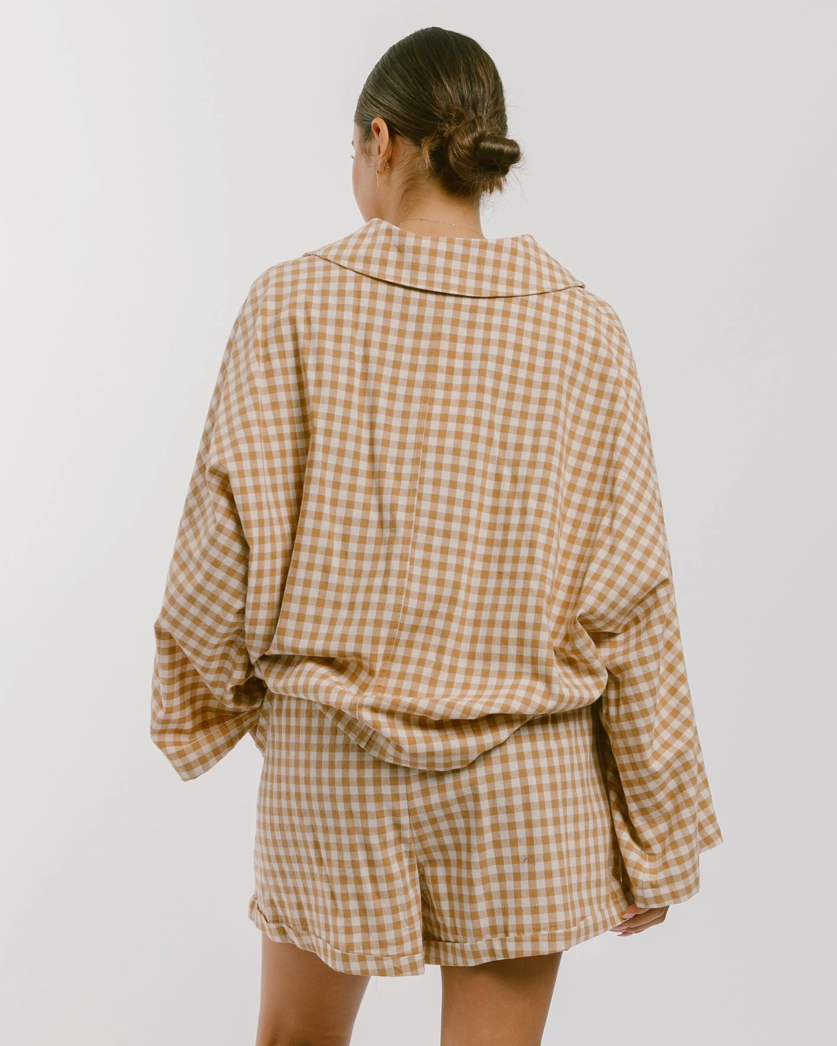 Women's Lounge Set | Caramel Gingham